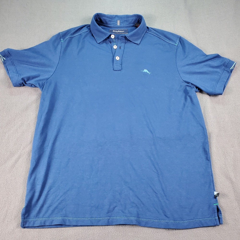 Tommy Bahama Mens Blue Marlin Logo Short Sleeve Polo Shirt Size M Cotton Modal - Picture 4 of 7